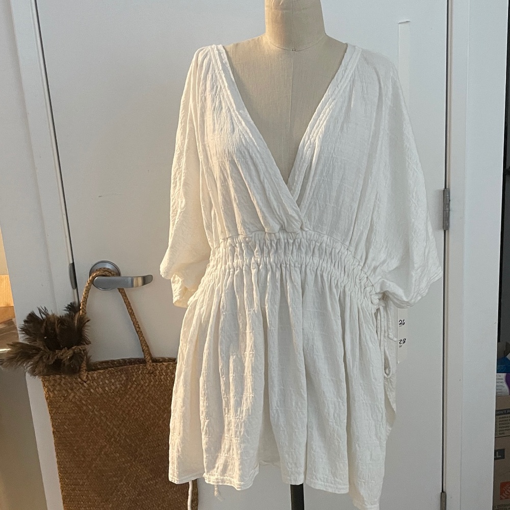 Free People White Gauze Wrap Swim Coverup